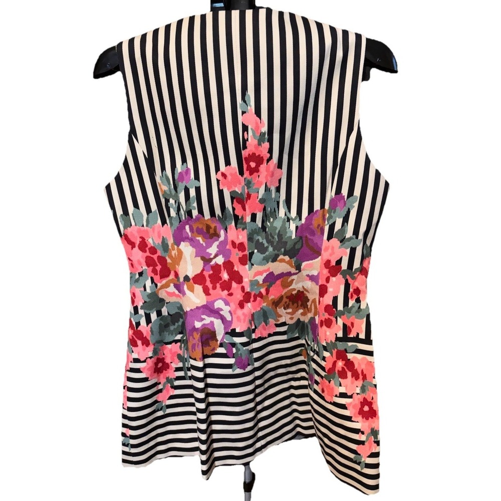 Tuckernuck Floral & Stripes Dress Size 12 Two Way Zipper Lined Cotton Sleeveless